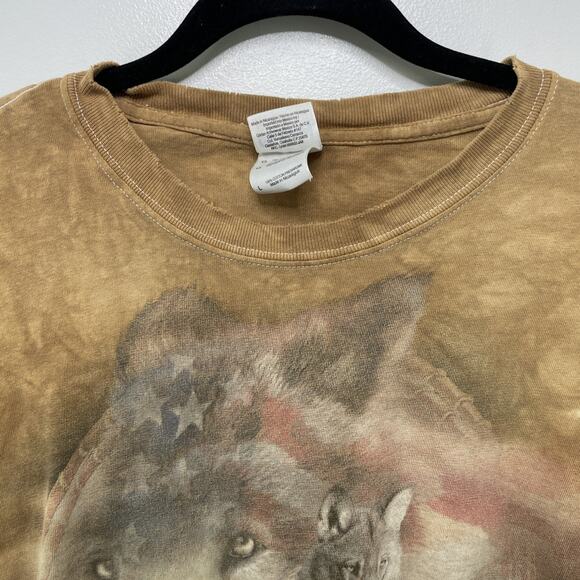 Thrashed Y2K Wolf T Shirt Streetwear Mens L Faded Acid Wash Indian Brown Holes - Picture 3 of 11